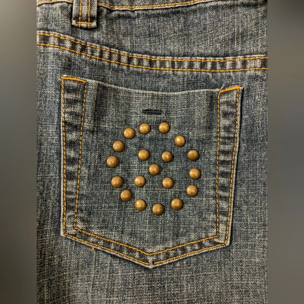 Vintage Studded Western Y2K 90s Mini Midi Denim Skirt Small size 4